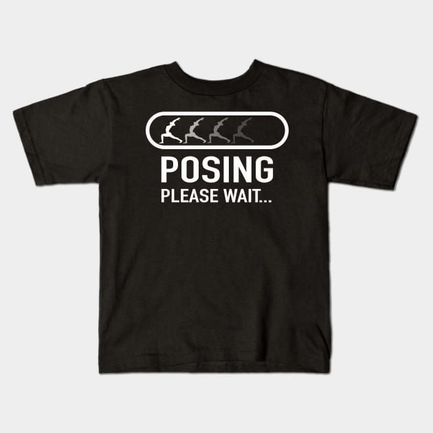 Posing Please wait | Funny Yoga T-shirt Gift Idea Kids T-Shirt by MerchMadness